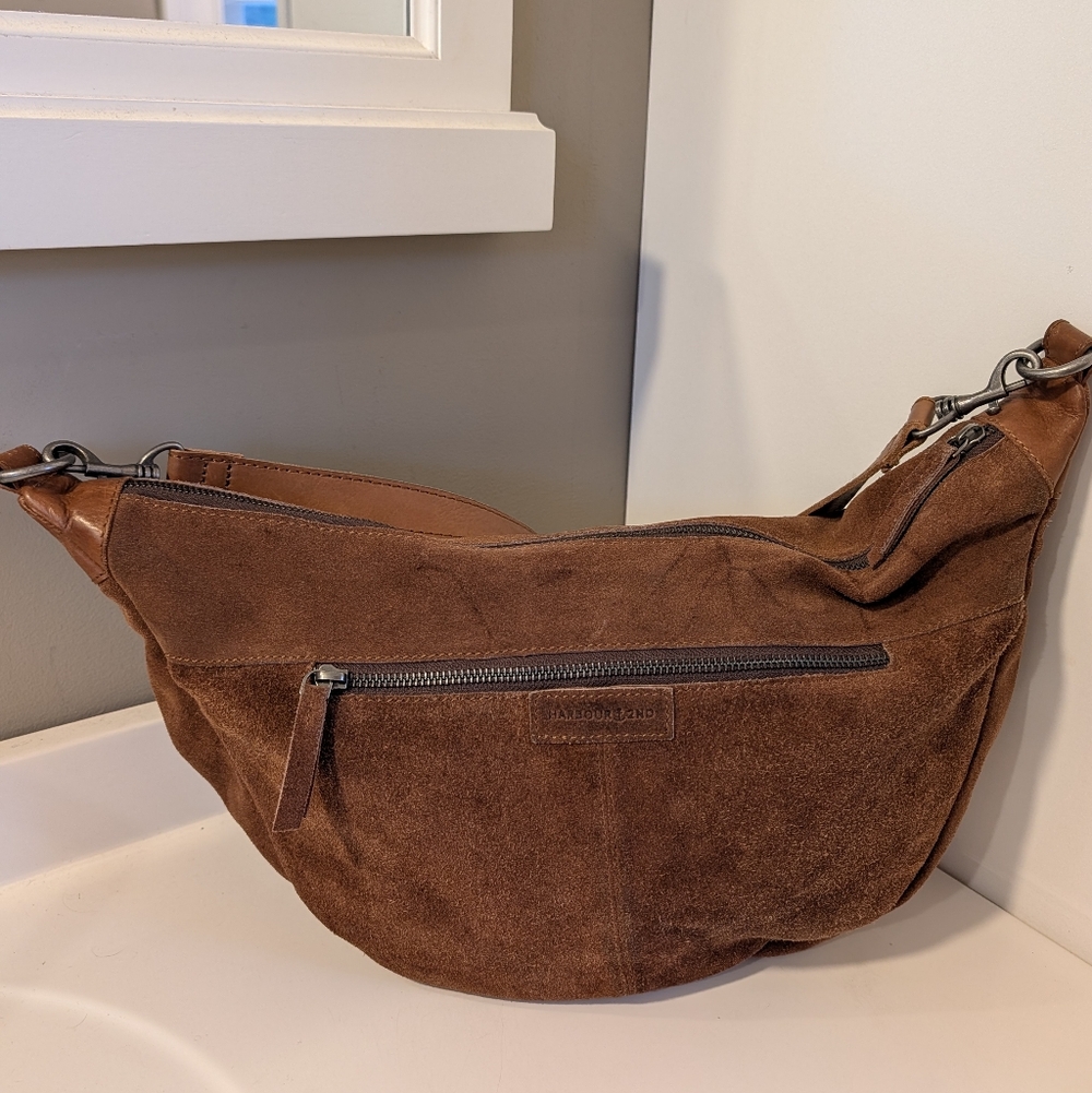 🤎EUC Harbour 2nd Genuine Suede Leather Adjustable Unisex Use Crossbody Bag, 🤎